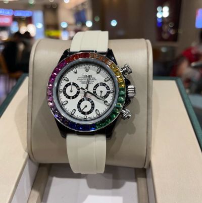 Rolex Daytona 316L Steel 43mm Japan Quartz Movement Rubber Strap Replica Watch